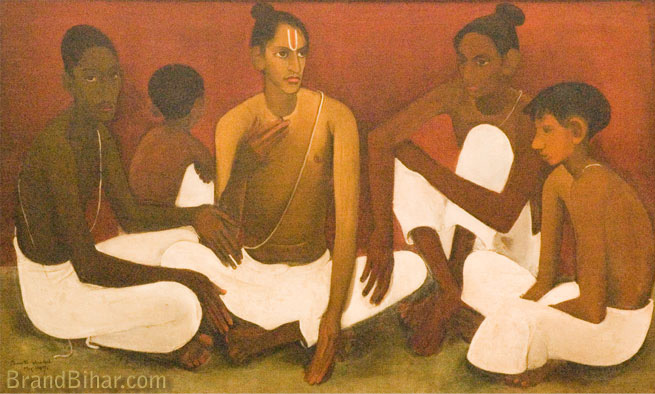 Amrita Sher-Gil Brahmacharis, Oil on canvas